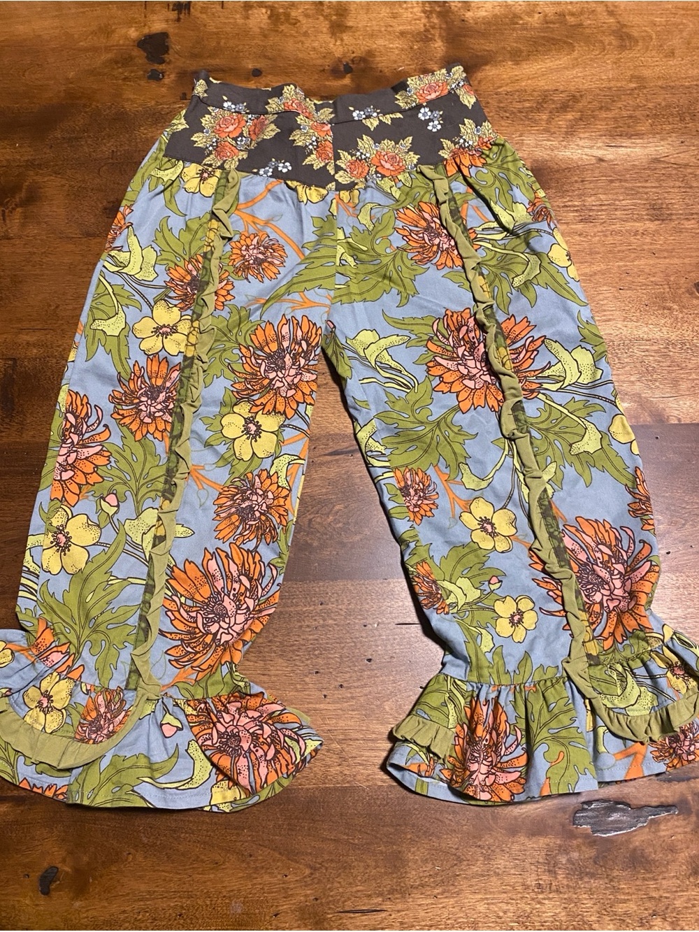 Matilda Jane Blue Floral Ruffle Pants
